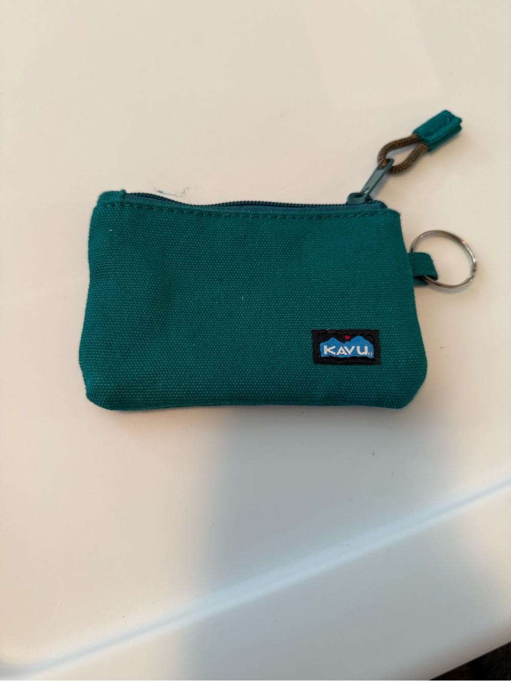 Kavu Teal Canvas Key Pouch with Ring
